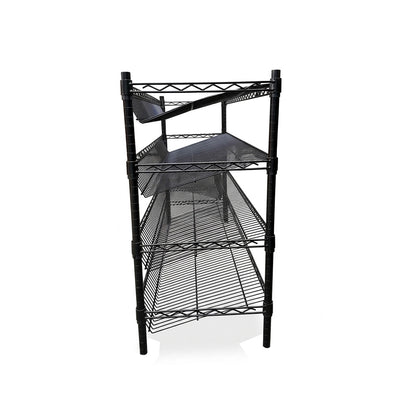 Epoxy 3 Tier Slanted Wine Rack with Flat Top Shelf 1200x450xH900 Black  Steelmates