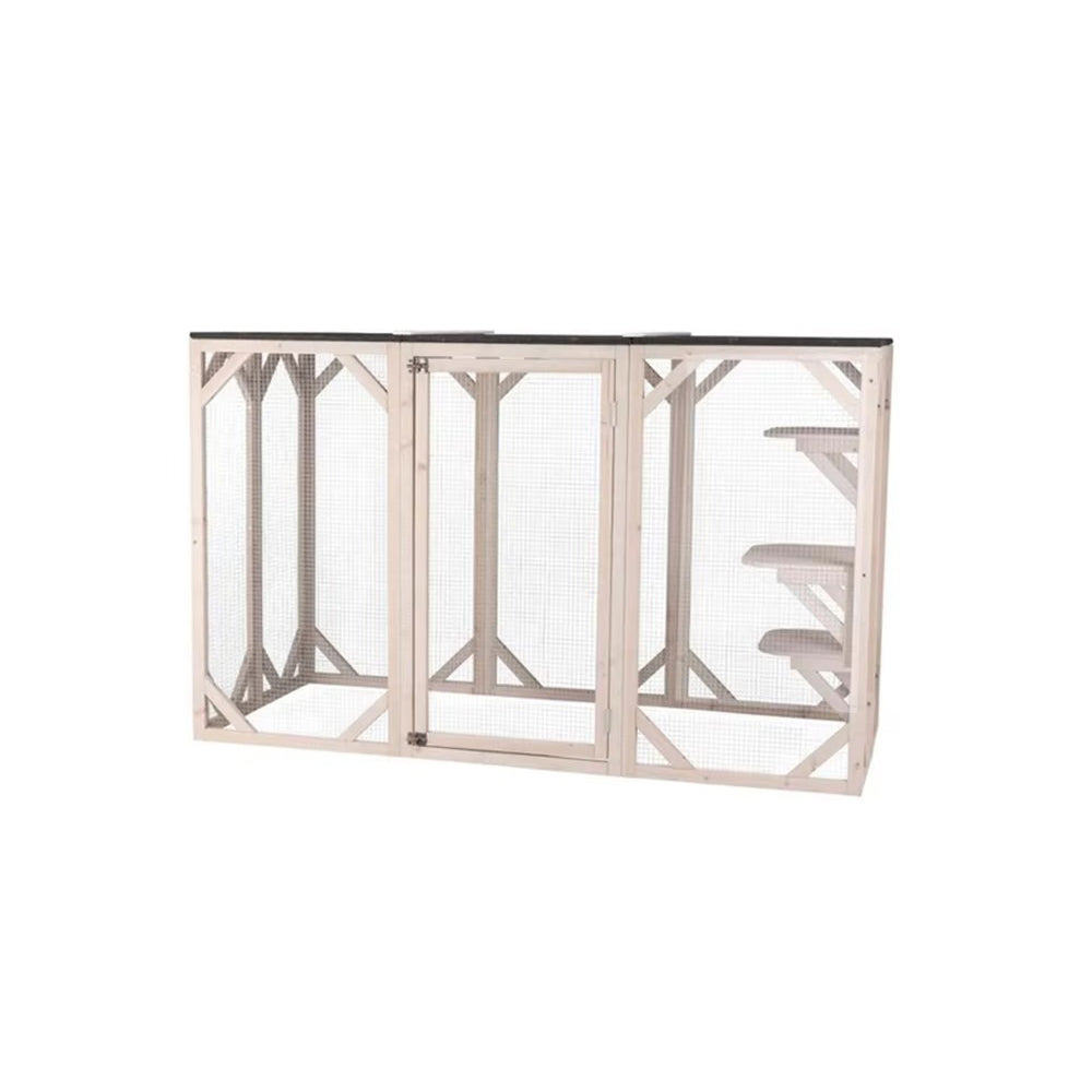 Outdoor Wooden Catio with 3 Platforms 1800x800x1120mm  Steelmates
