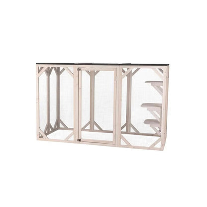 Outdoor Wooden Catio with 3 Platforms 1800x800x1120mm  Steelmates