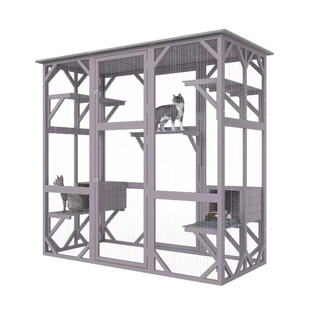 Outdoor Wooden Catio with 6 Platforms 1660x805x180mm  Steelmates