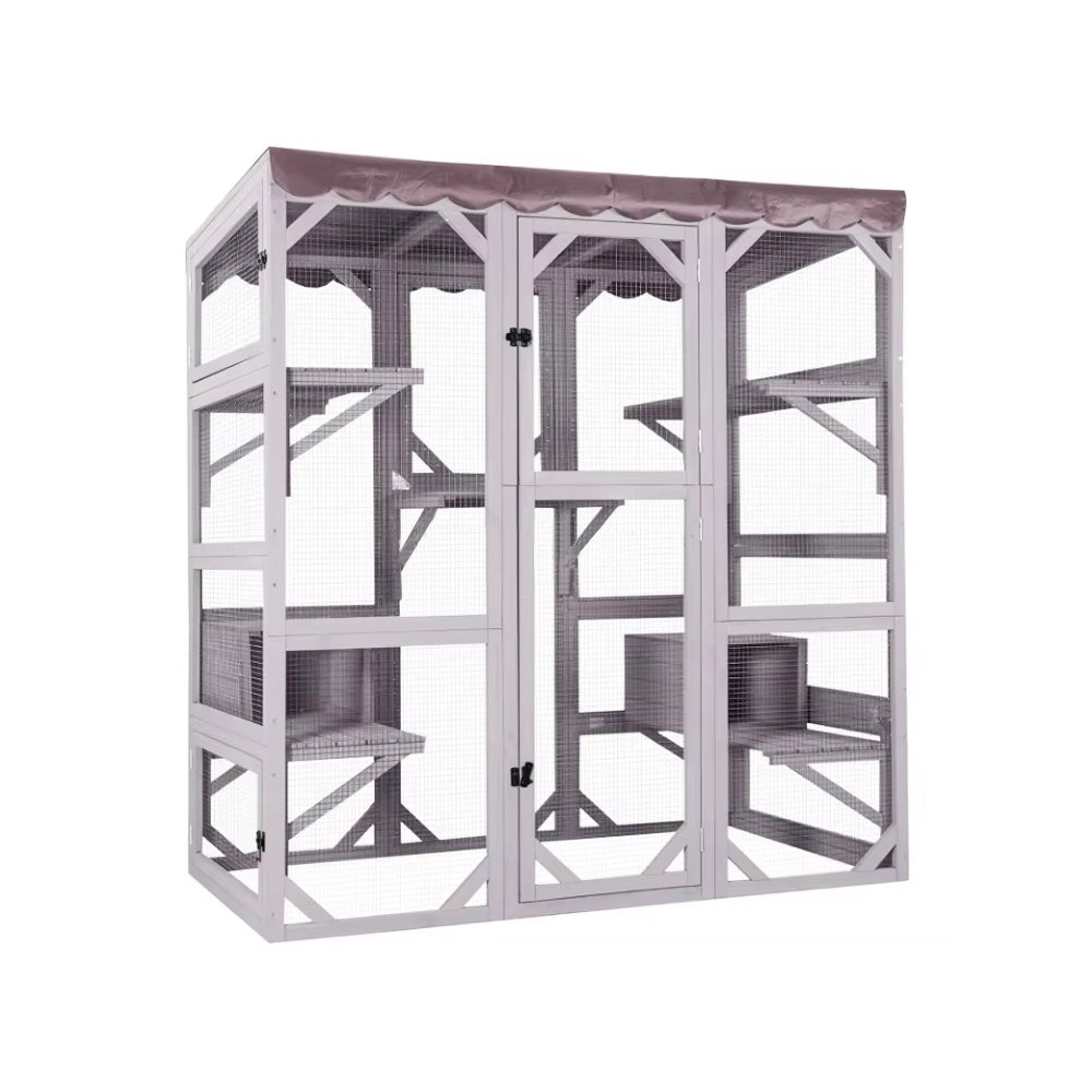 Outdoor Wooden Catio with 6 Platforms 1660x805x180mm  Steelmates