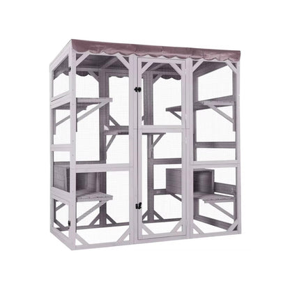 Outdoor Wooden Catio with 6 Platforms 1660x805x180mm  Steelmates