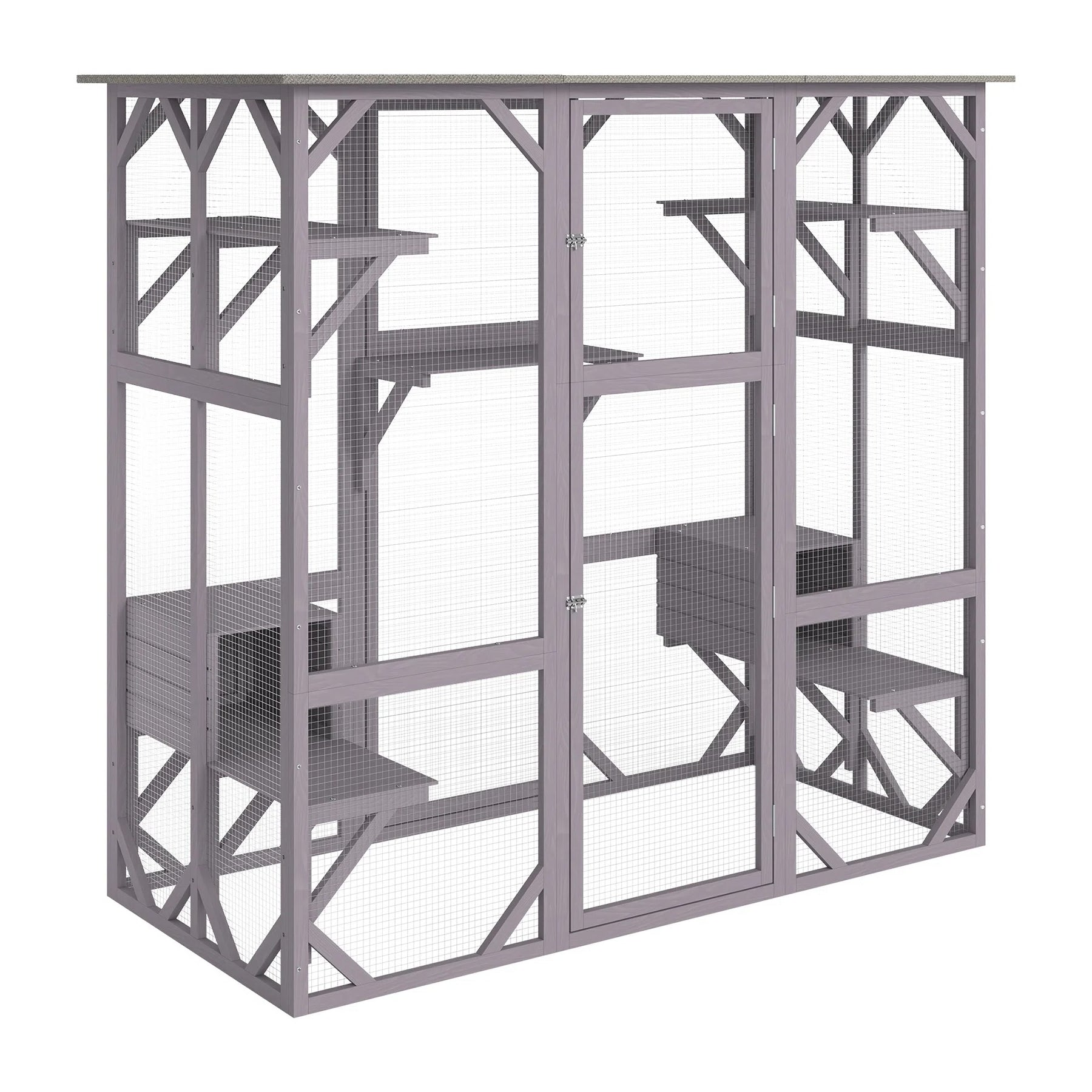 Outdoor Wooden Catio with 6 Platforms 1660x805x180mm  Steelmates