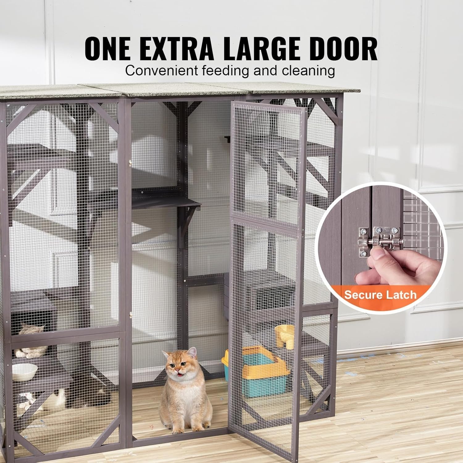 Outdoor Wooden Catio with 6 Platforms 1660x805x180mm  Steelmates