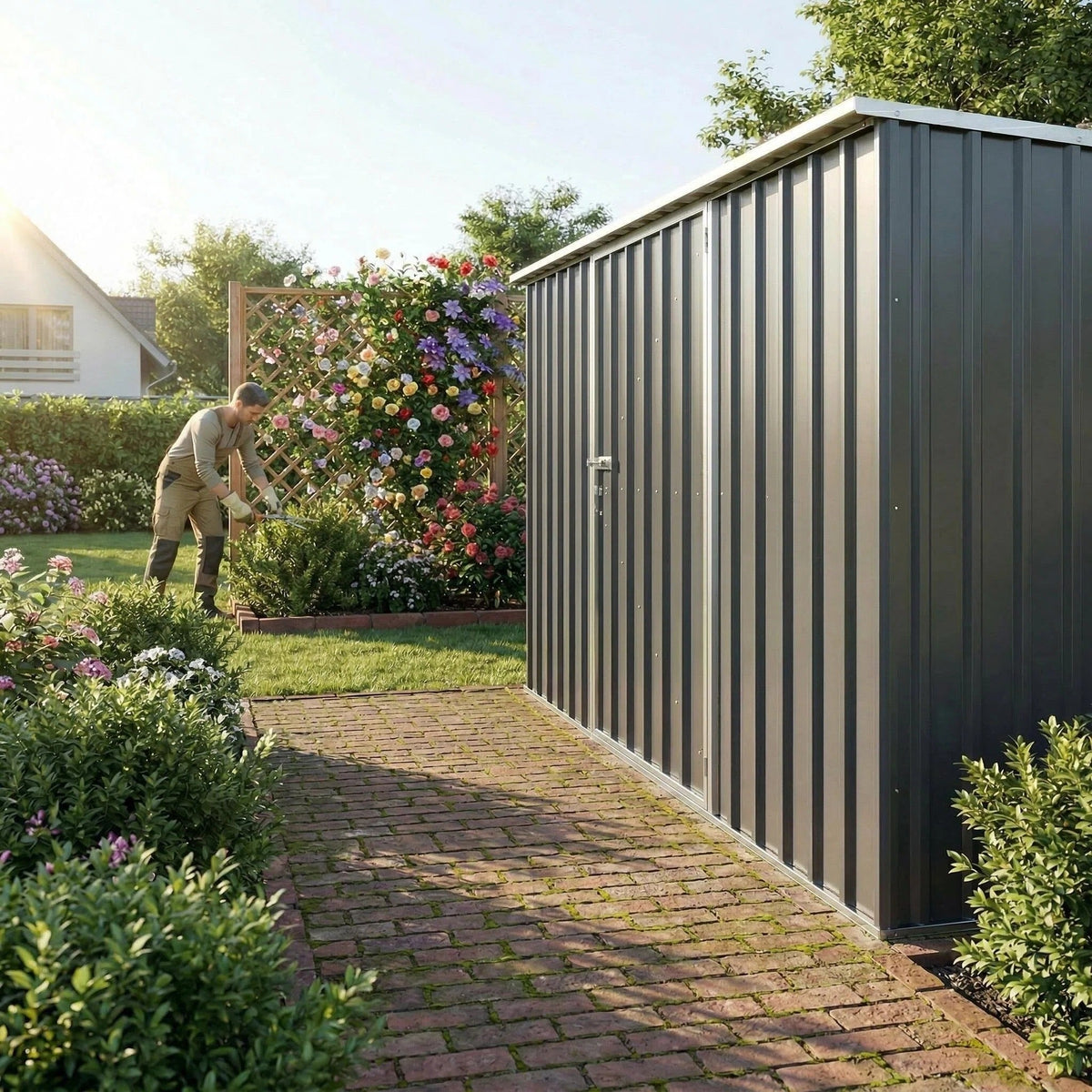 2.55m x 1.30m Garden Sheds Grey Small Garden Sheds Steelmates