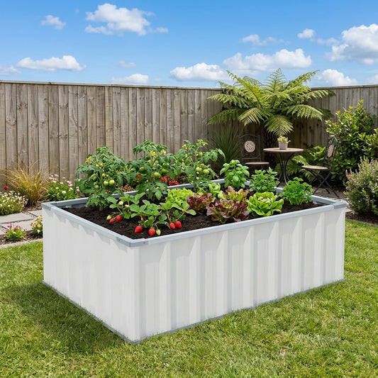 PLANTER BOX 1170 X 900 X 400MM CREAM  Steelmates