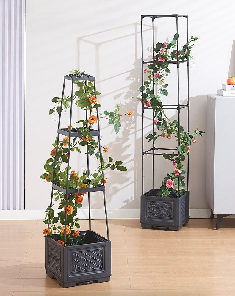 Wheeled Climbing Planter Box with Trellis  Steelmates
