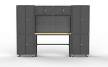 2704mm x 480mm x 1870mm Black Workbench Garage Storage Cabinet Set Model A