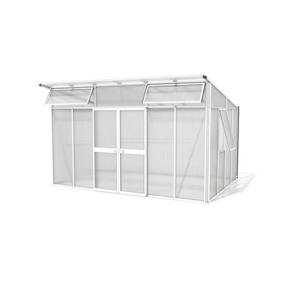 Glass Sided Greenhouse with 10mm PC Roof-271x392cm