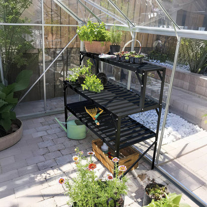 2 Tier Plant Staging for Greenhouse Steel Shelf with Top Tier Staging
