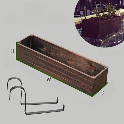 Carbonized Wooden Hanging Planter Box  Steelmates