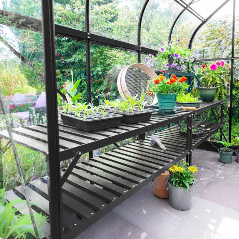 2 Tier Aluminium Plant Staging Shelf for Greenhouse 1200 x 500 x 750mm  Steelmates