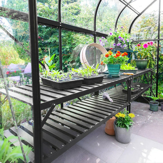 2 Tier Aluminium Plant Staging Shelf for Greenhouse 1200 x 500 x 750mm  Steelmates