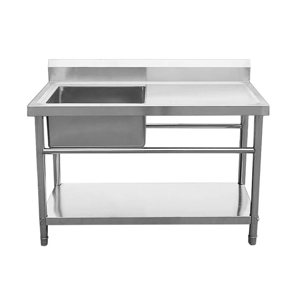 Right Table 304 Grade Stainles Steel Sink Bench with Undershelf 1200*600*850mm  steelmates