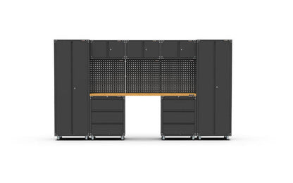 3380mm x 480mm x 1870mm Black Workshop Garage Storage Cabinet Set Model C