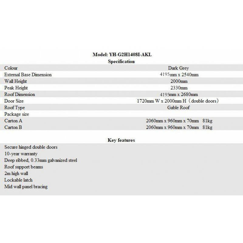 4.2m x 2.55m Garden Shed The Ranch Grey