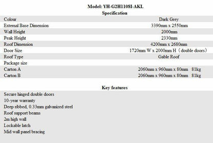 3.39m x 2.55m Garden Shed