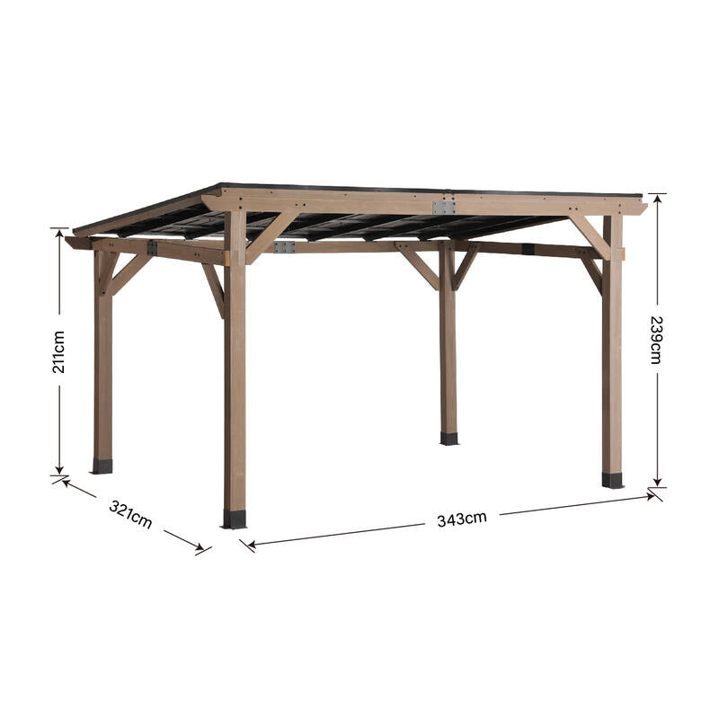 3430 L x 3210 W x 2390 H Outdoor Patio Cedar Wood Gazebo