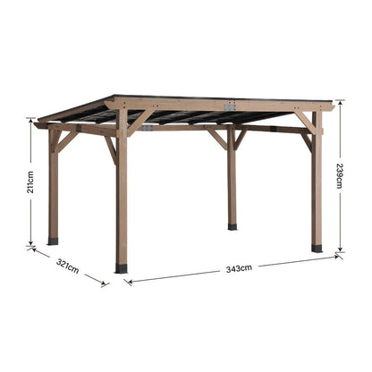 3430 L x 3210 W x 2390 H Outdoor Patio Cedar Wood Gazebo