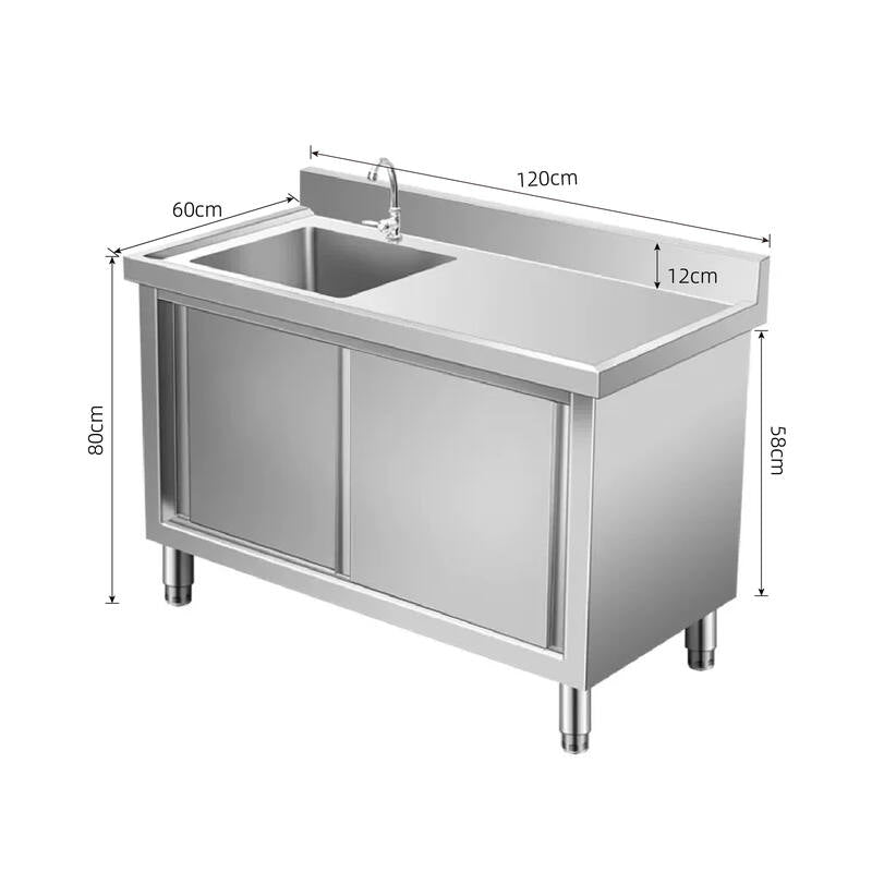 Stainless Steel Single Sink with Right Table Cabinet-1200x600x850MM