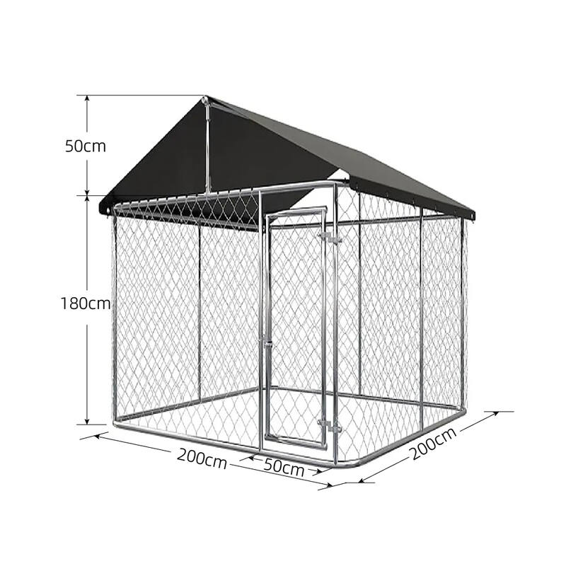 Large Dog Run Outdoor with Cover 2x2x1.8m
