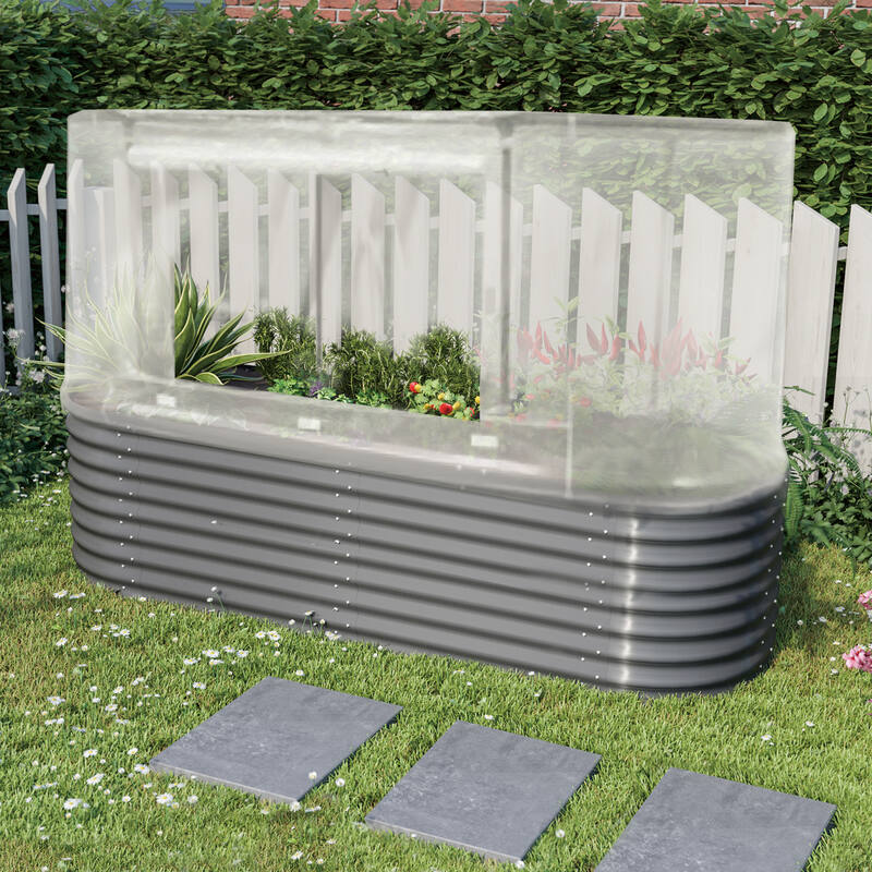 ALUMINUM-COATED ZINC SHEET GARDEN BED WITH COVER 242x82x160CM