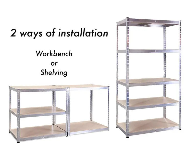 5 tier DIY Shelving H1800 x 900 x 400 With Corner Unit & 3 Storage Shelves steelmates