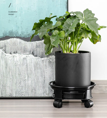 Heavy Duty Plant Caddy with Wheels, Round Pot Stand with Water Tray  Steelmates
