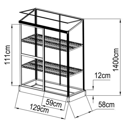Compact Greenhouse 580mm L x 1290mm W x 1400mm H - AI122  Steelmates