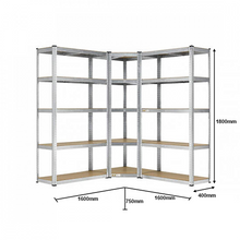 5 tier DIY Shelving H1800 x 900 x 400 With Corner Unit & 2 Storage Shelves