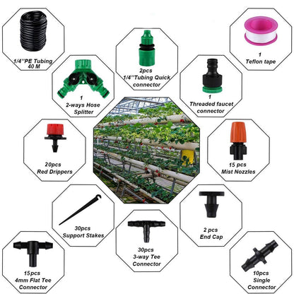 40M PVC Drip Irrigation System Kit Automatic Garden Watering & Misting Cooling Set  Steelmates