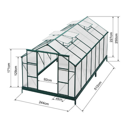 2.4m X 5.1m The Ultimate Greenhouse 6mm Twin Wall