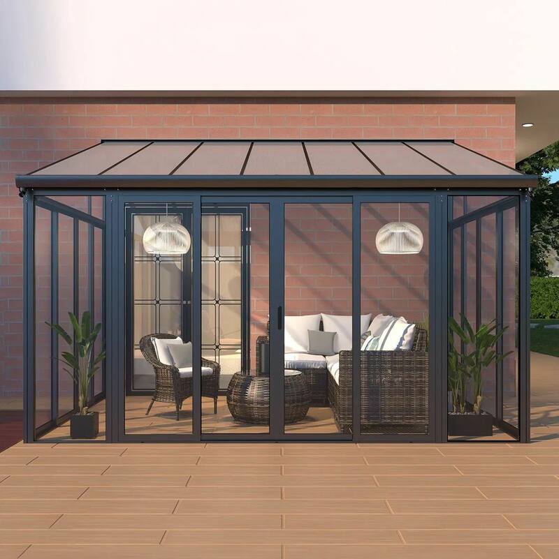 [Black] Aluminium Luxury Outdoor Sunroom Kit 10 x 14 ft