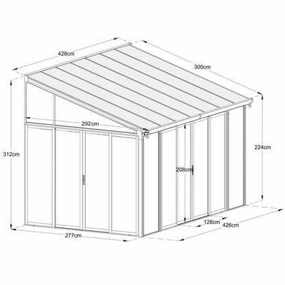 [Black] Aluminium Luxury Outdoor Sunroom Kit 10 x 14 ft