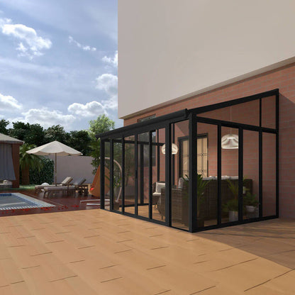 [Black] Aluminium Luxury Outdoor Sunroom Kit 10 x 14 ft