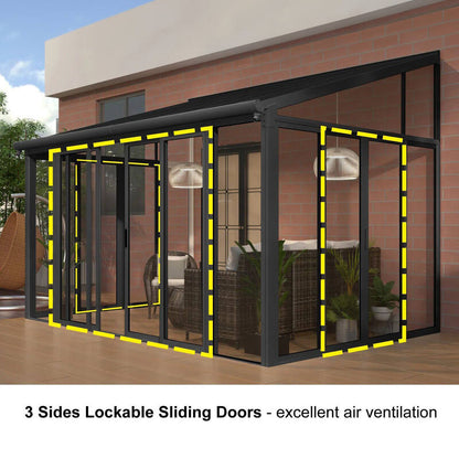 [Black] Aluminium Luxury Outdoor Sunroom Kit 10 x 14 ft