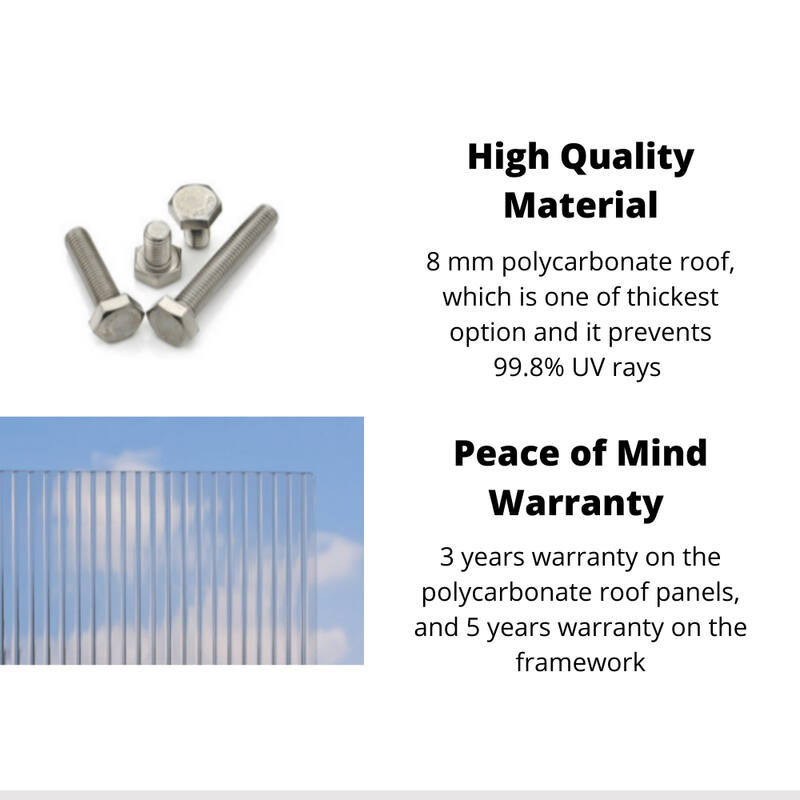 3750 L x 2550 W Aluminium Canopy, Patio cover, Carport, Lean To Pergola,8mm Roof