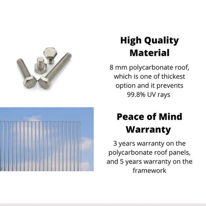 4360 L x 2550 W Aluminium Canopy, Patio cover, Carport, Lean To Pergola,8mm Roof