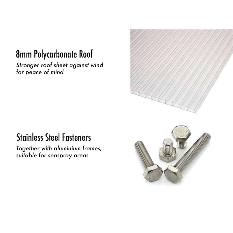 3140 L x 2550 W Aluminium Canopy, Patio cover, Carport, Lean To Pergola,8mm Roof