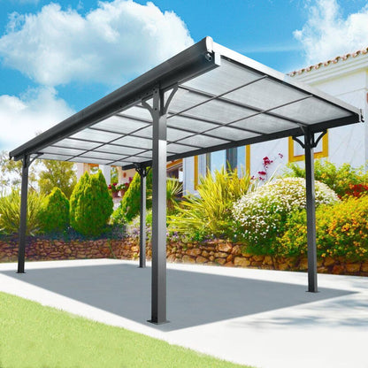 Freestanding Carport Pent-Roof (4960mm L x 3000mm W x 2150/2300mm H)
