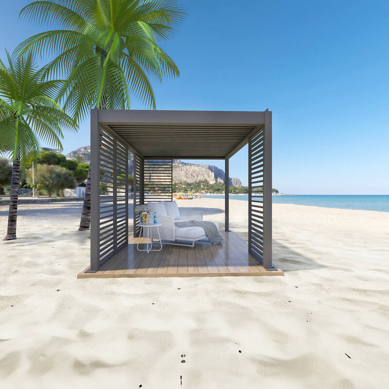 Louvred Pergola Louvre Roof Shutter Wall Dark Grey - 1.235m