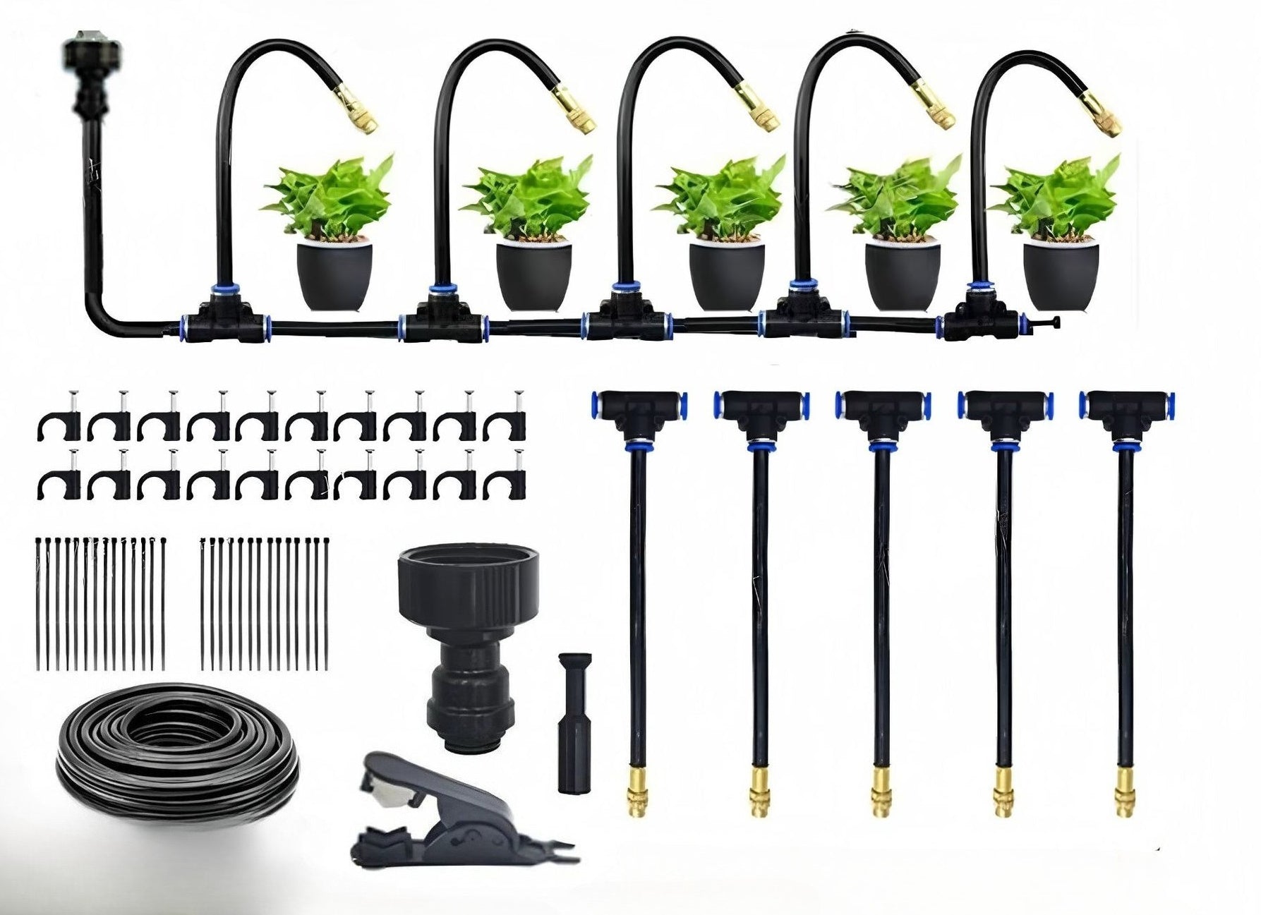 Adjustable Misting Irrigation System Kit  PU Hose Garden Spray Cooling & Humidifying Set  Steelmates