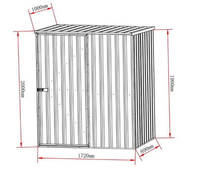 1.72m x 0.89m Garden Sheds Grey