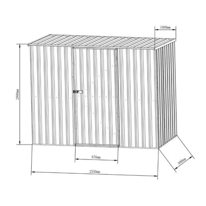 2.55m x 0.89m Garden Sheds Grey