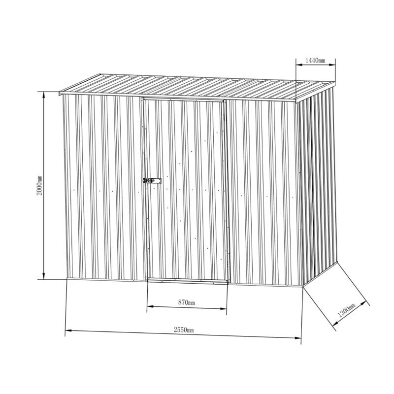 2.55m x 1.30m Garden Sheds Grey