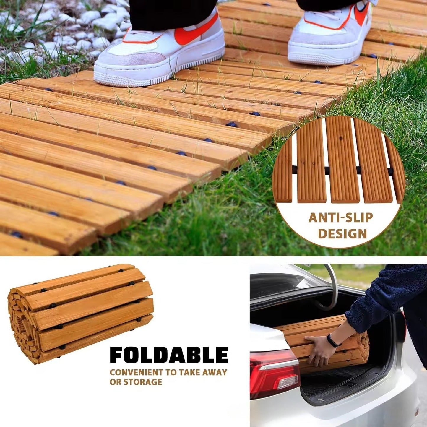 Roll Out Wooden Garden Pathway for Outdoor Walkways  Steelmates