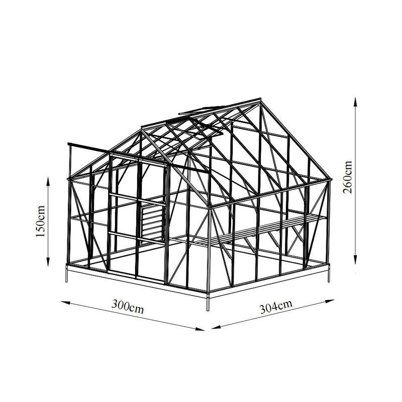 Glasshouse 4mm toughened glass 3000 x 3040 x 2600mm