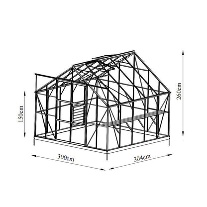 Glasshouse 4mm toughened glass 3000 x 3040 x 2600mm