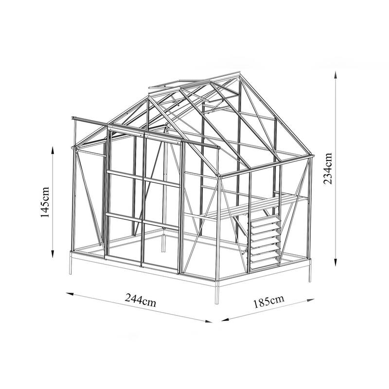 Glasshouse 4mm toughened glass 2440 x 1850 x 2340mm