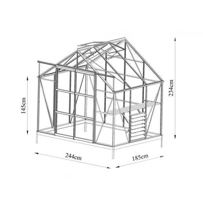 Glasshouse 4mm toughened glass 2440 x 1850 x 2340mm